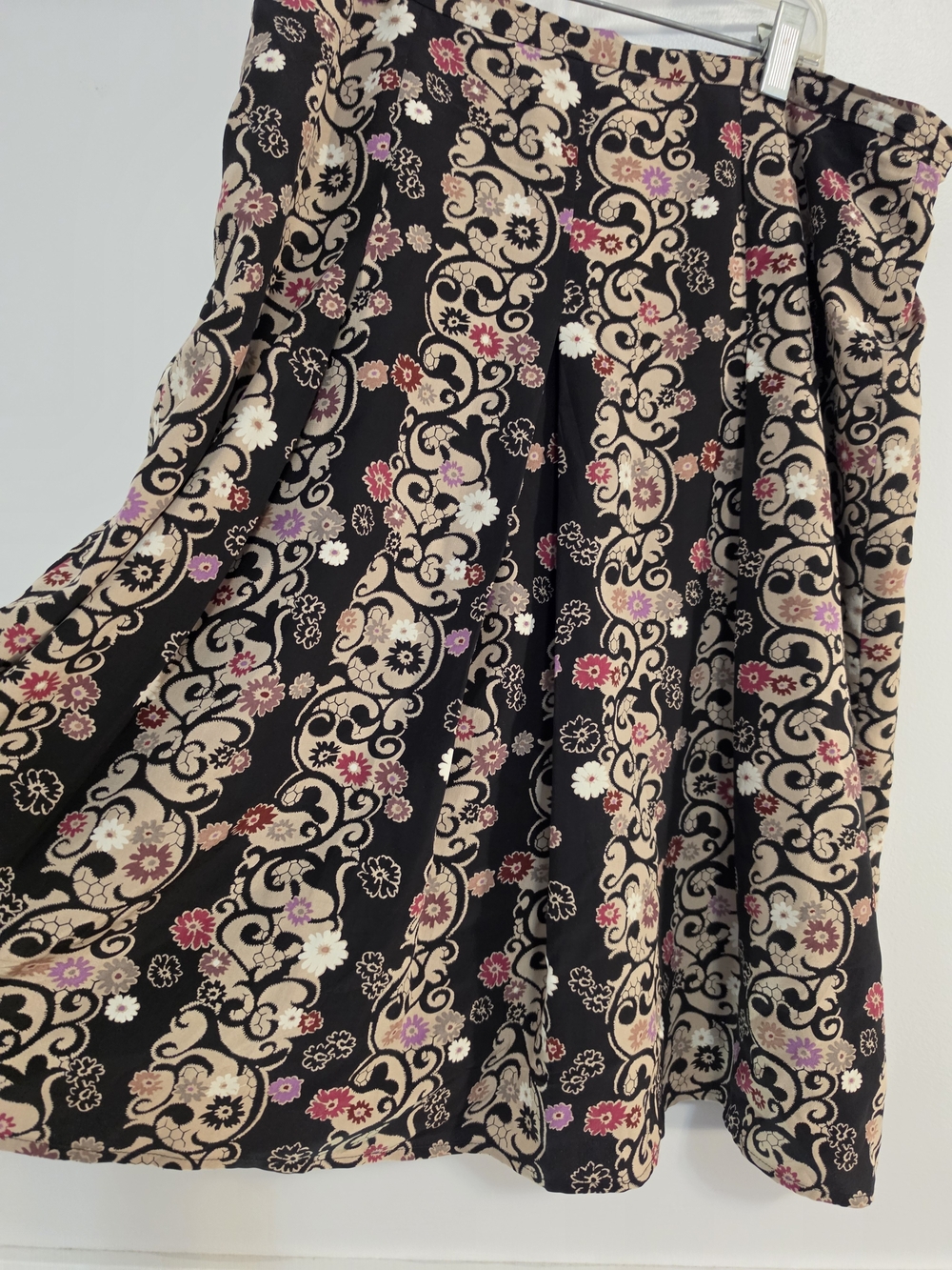 Alfani Black Circle Skirt with Cream, Pink & Purple Floral Pattern
